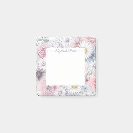 Bloco De Notas Campo de Flor Elegante Clássica Floral Silenciada