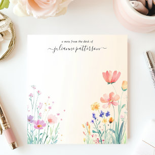 Bloco De Notas Campo de Flores Silvestres Delicadas Nome Personal