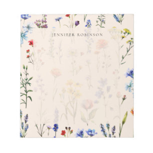 Bloco De Notas Campo de Flores Silvestres Minimalista Moderno Cha