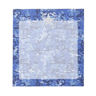 Bloco De Notas Camuflagem Azul do Marinho Retroativo do Estêncil