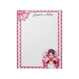 Bloco De Notas Cancer da mama floral, rosa e Bonito