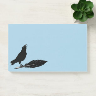 Bloco De Notas Caneta de Pena de Pássaros Pretos Corvo Post-it No