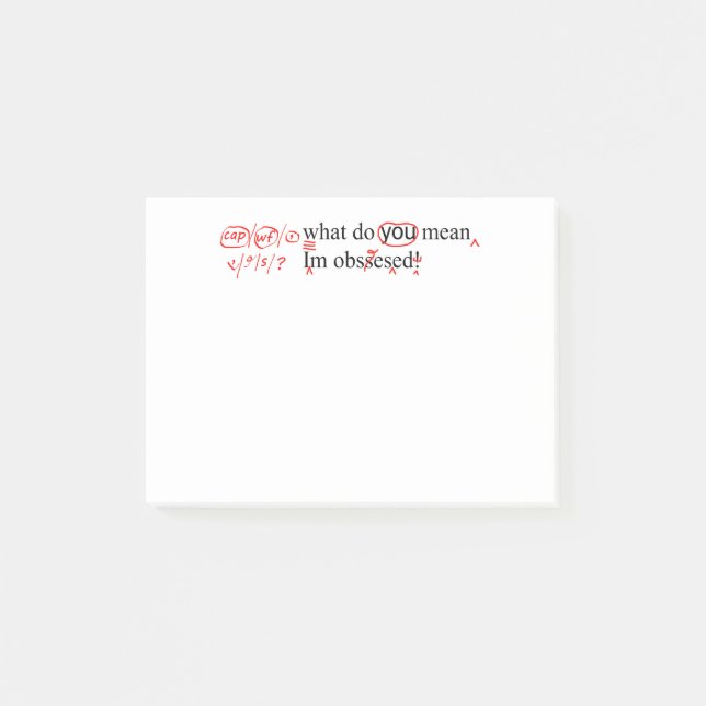 Bloco De Notas Caneta Vermelha do Proofreader Obcecado (Frente)