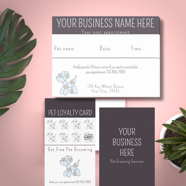 Bloco De Notas Cão-balão de manutenção de Pet de lembrete de comp (Modern appointment reminder with cute balloon dog in light pastel blue. Post it is a economic choice)