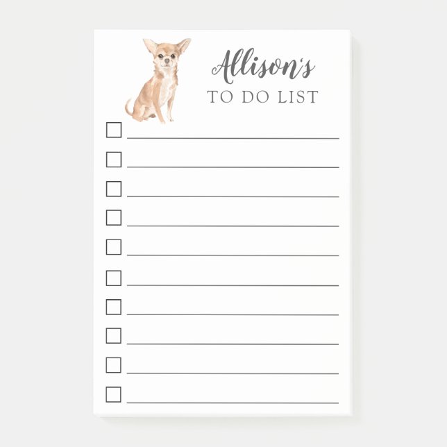 Bloco De Notas Cão da chihuahua da aguarela personalizado para (Frente)