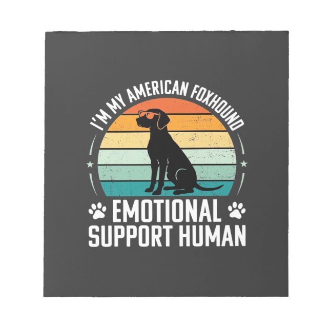 Bloco De Notas Cão de Apoio Emocional Humano Foxhound Americano (Frente)