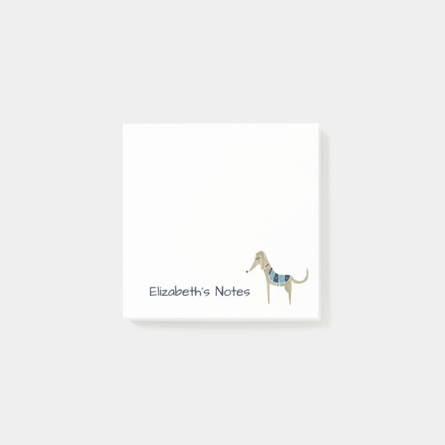 Bloco De Notas Cão de Cartoon Greyhound na Casaco (Frente)