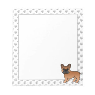 Bloco De Notas Cão-de-Cartoon Vermelho Francês Bulldog