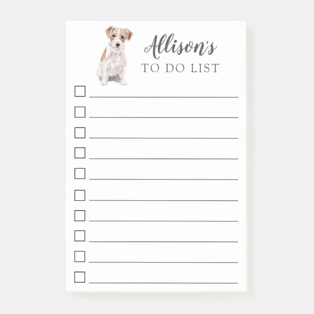 Bloco De Notas Cão de Jack Russell personalizado para fazer a (Frente)