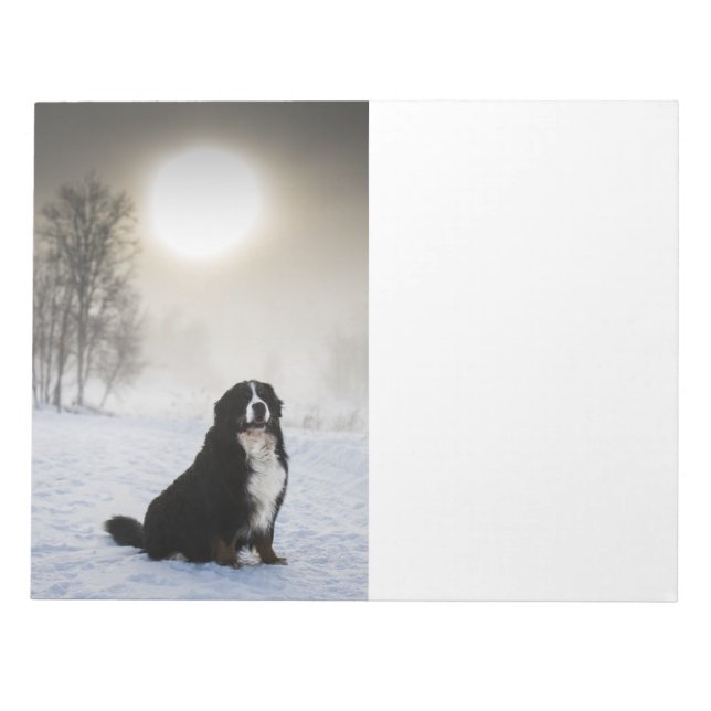 Bloco De Notas cão de montanha bernês na neve (Frente)