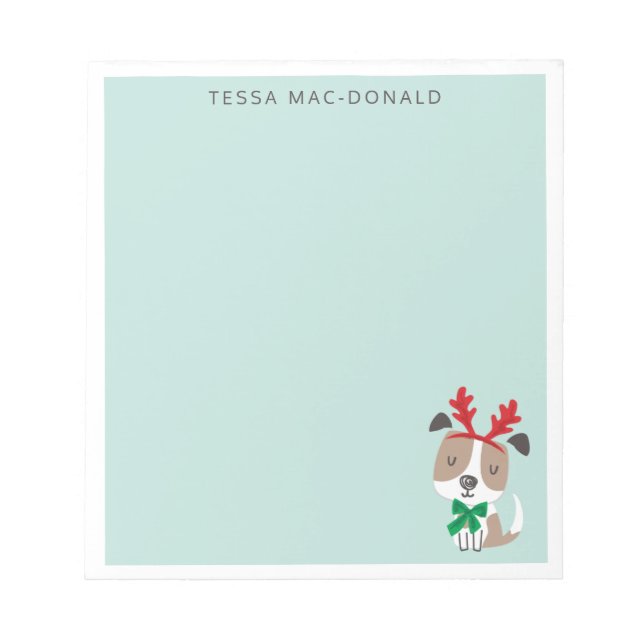 Bloco De Notas Cão de natal bonito na horta (Frente)