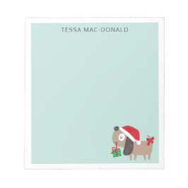 Bloco De Notas Cão de natal bonito na horta