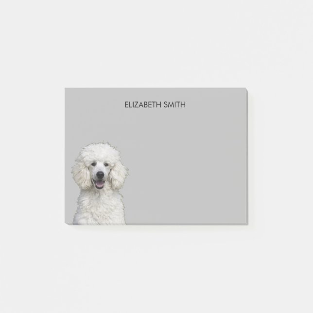 Bloco De Notas Cão-de-Poodle Branco Padrão (Frente)