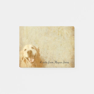 Bloco De Notas Cão de sorriso do golden retriever em cores do