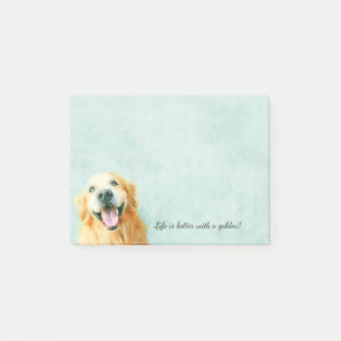Bloco De Notas Cão de sorriso do golden retriever na aguarela