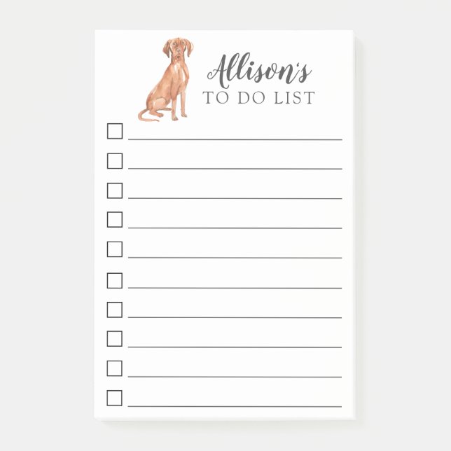 Bloco De Notas Cão de Vizsla do Hungarian personalizado para (Frente)