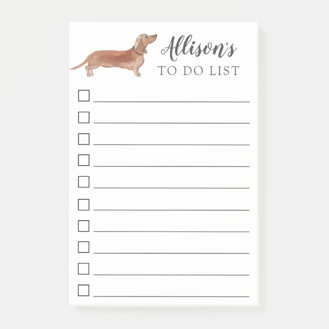 Bloco De Notas Cão do Dachshund de Tan personalizado para fazer a (Frente)