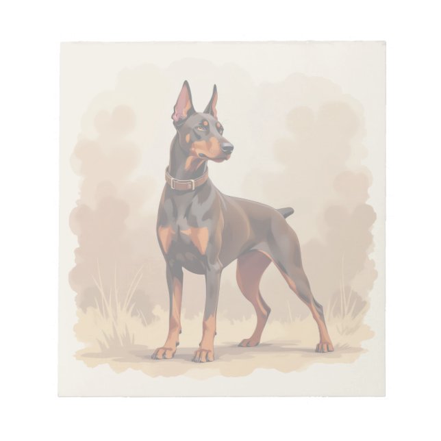Bloco De Notas Cão Doberman Pinscher Marrom Ferrugem Vermelho (Frente)