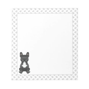 Bloco De Notas Cão e patas, de desenho, preto e branco,