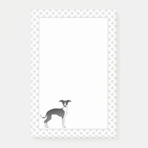 Bloco De Notas Cão Italiano Greyhound Preto e Branco com Patas