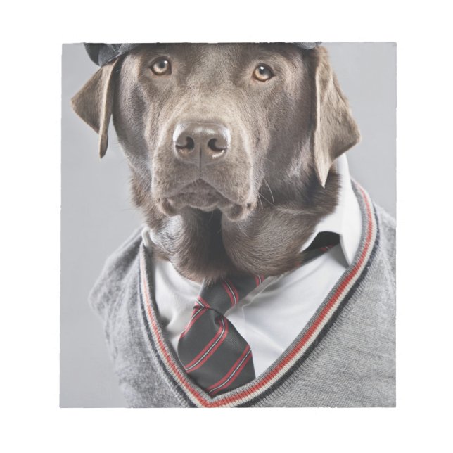 Bloco De Notas Cão no suéter e no boné (Frente)