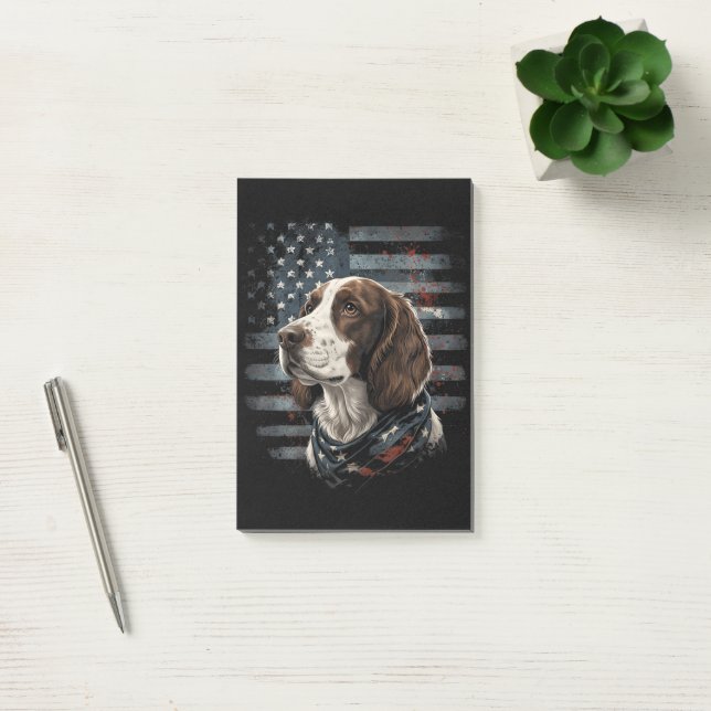 Bloco De Notas Cão Springer Spaniel Bandeira Americana (Escritótio)