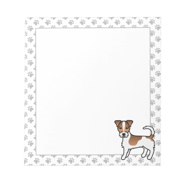 Bloco De Notas Cão Terrier Jack Russell de pelo áspero branco e c (Frente)