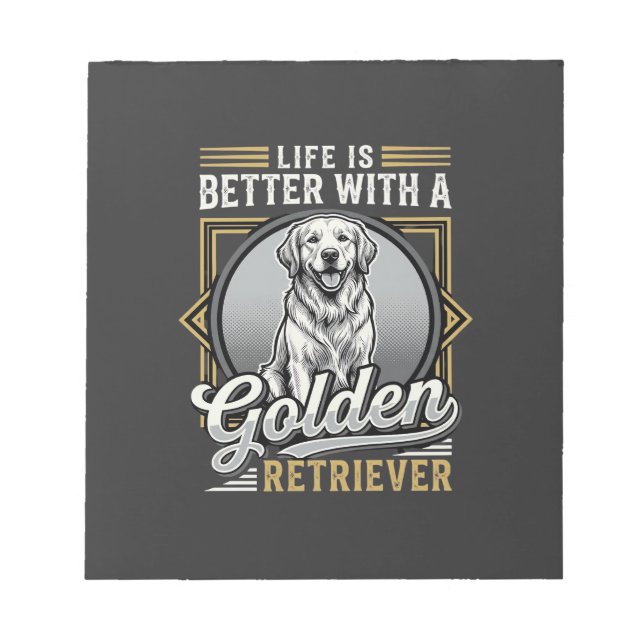 Bloco De Notas Cão Vida de Golden Retriever é Melhor (Frente)