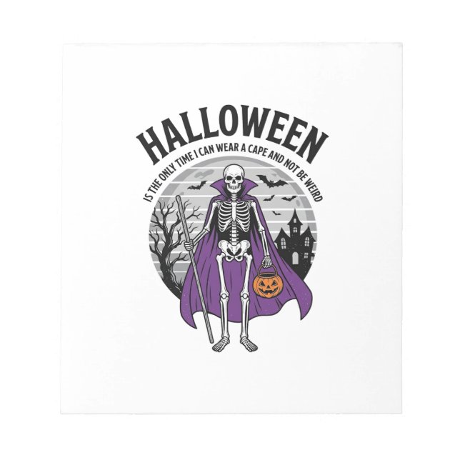 Bloco De Notas Capa engraçada de Halloween de esqueleto citação d (Frente)