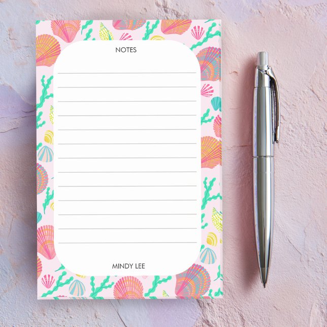 Bloco De Notas Capas de Mar PERSONALIZADAS Compras de Borda do Ma (CUSTOM Seashells Border Sea Grocery Shopping To-Do Post-it Notes
)