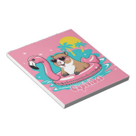 Bloco De Notas Capivara Estilosa no Verão com Boia Rosa