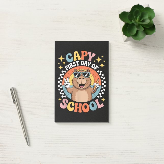Bloco De Notas Capivara Feliz Primeiro Dia de Volta às Aulas (Escritótio)