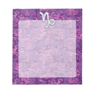Bloco De Notas Capricórnio Zodiac Símbolo Fuchsia Digital Camoufl