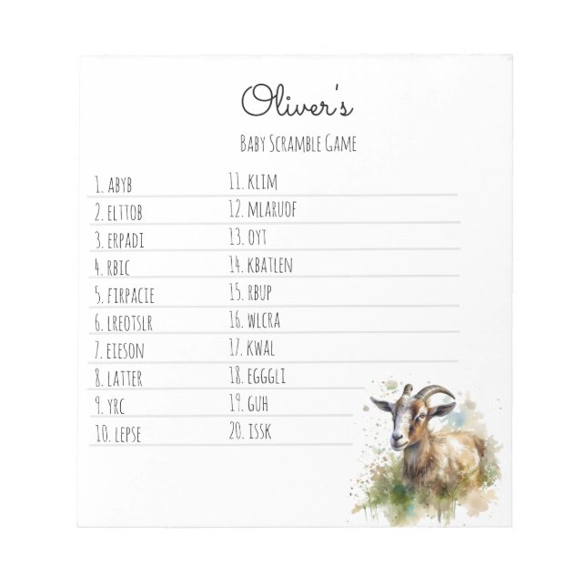 Bloco De Notas Caprino de Aquarela, personalizado (Frente)