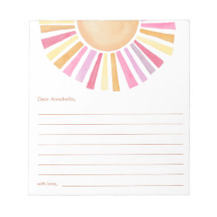 Bloco De Notas Cápsula do tempo Boho sol amarelo-sol rosa