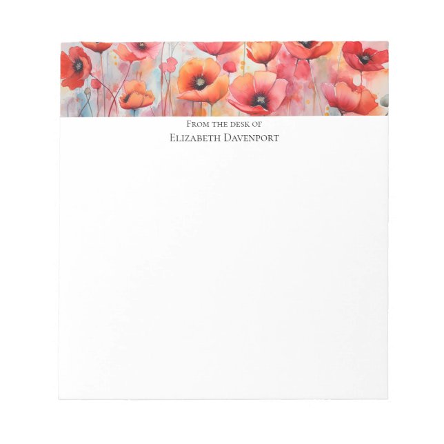 Bloco De Notas Cápsulas de Aquarela Vermelha em um Campo (Frente)