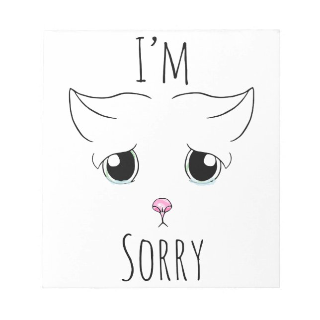 Bloco De Notas Cara de Gato Triste: Desculpe (Frente)