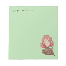 Bloco De Notas Caractere de Leaves de Aquarela e Garota de Árvore