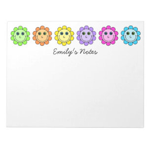 Bloco De Notas Caras de sorriso coloridas da flor personalizadas