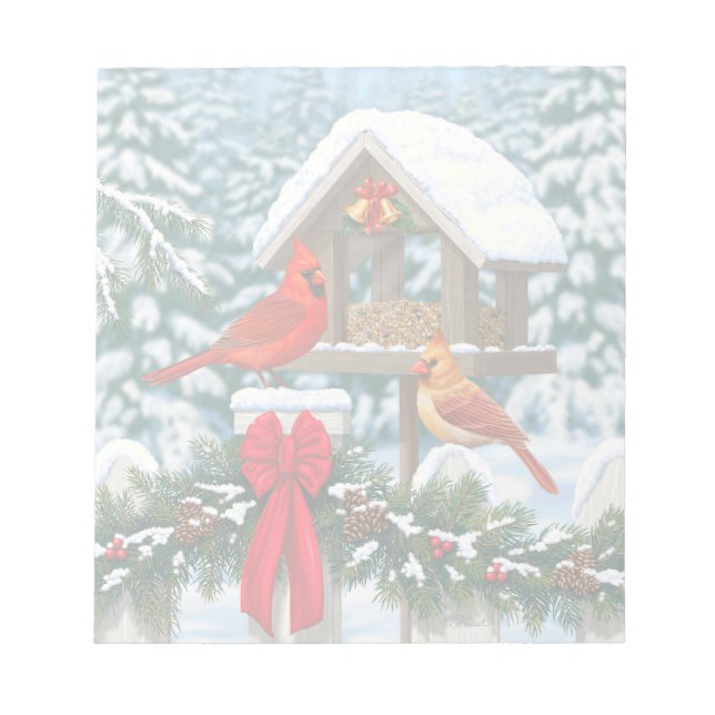 Bloco De Notas Cardeais e Comedouro de Natal (Frente)