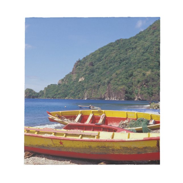 Bloco De Notas Caribe, BWI, Ruas, Lucia, veleiros, Soufriere. (Frente)