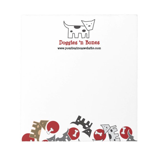 Bloco De Notas Caricatura Cães E Ossos Brancos Cachorro Divertido (Frente)