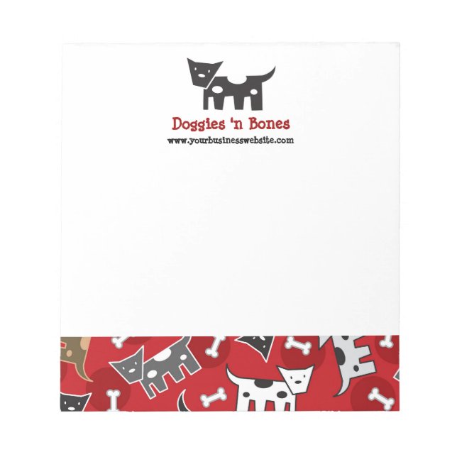 Bloco De Notas Caricatura Cães E Ossos Brancos Cachorro Divertido (Frente)