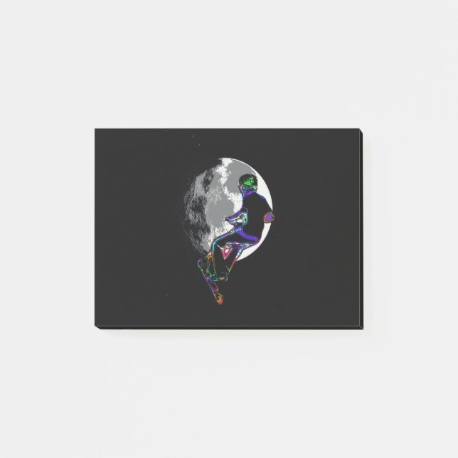 Bloco De Notas Carimbo de Patinete com Lua - Trabalho de arte Pat (Frente)