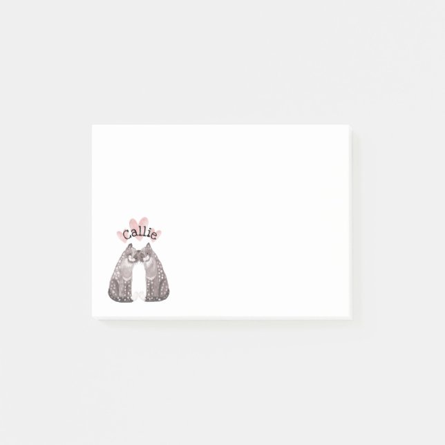 Bloco De Notas Carinhos de Gato Grande Adicione Seu Nome (Frente)