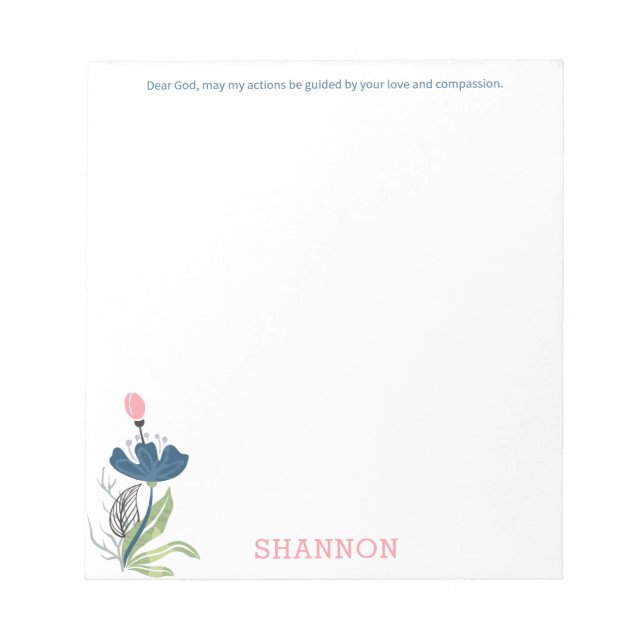 Bloco De Notas Caro Deus, guie minhas ações Abstrato Notepad Flor (Frente)