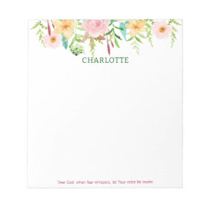 Bloco De Notas Caro Deus orador Primavera Floral Watercolor