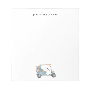 Bloco De Notas Carrinho de golfe azul aquarela Personalizado
