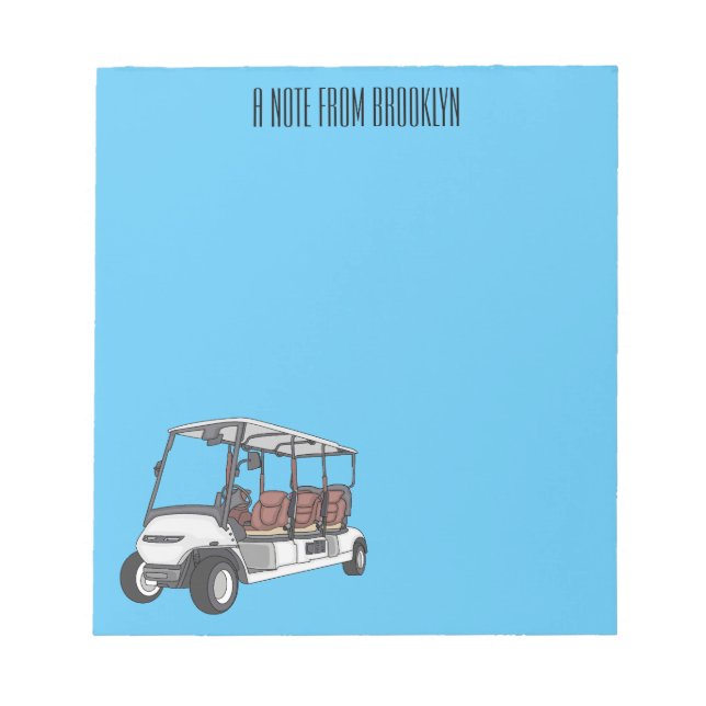 Bloco De Notas Carrinho de golfe / desenho animado de buggy de go (Frente)