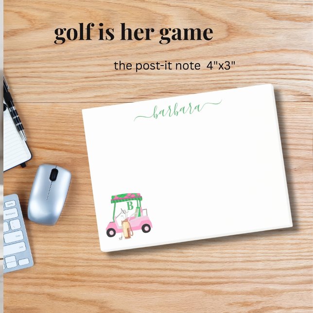 Bloco De Notas Carrinho de Golfe Divertido e Único com Monograma  (Criador carregado)